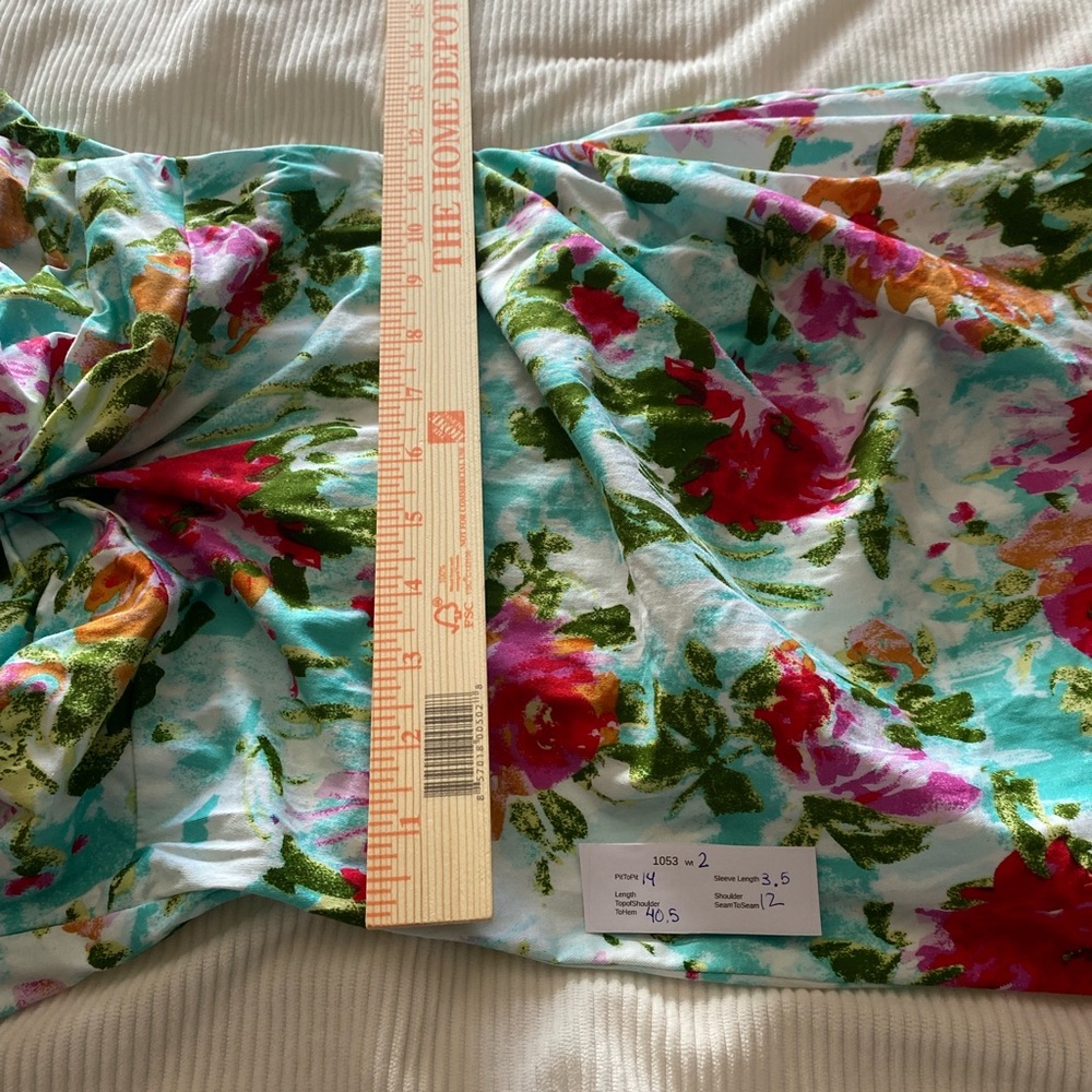 Stop Staring! Floral Fit & Flare Dress Sweetheart Midi Short Sleeve Size M - Picture 11 of 11